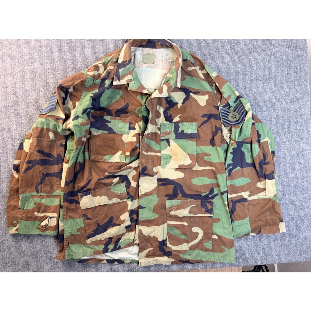 Vintage US Military Woodland Camo BDU Jacket Mens XL Ripstop Tactical Workwear